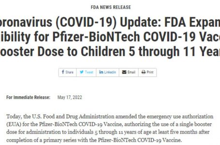 BREAKING: FDA autorizza le dosi di “richiamo” Covid per i bambini dai 5 agli 11 anni, nonostante l’efficacia “molto bassa” e i rischi noti
