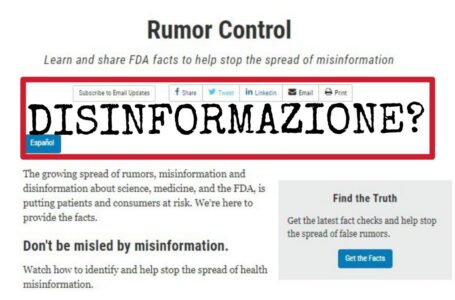 La FDA lancia il sito web “Rumor Control” per combattere la “crescente diffusione” della “disinformazione” sulla salute